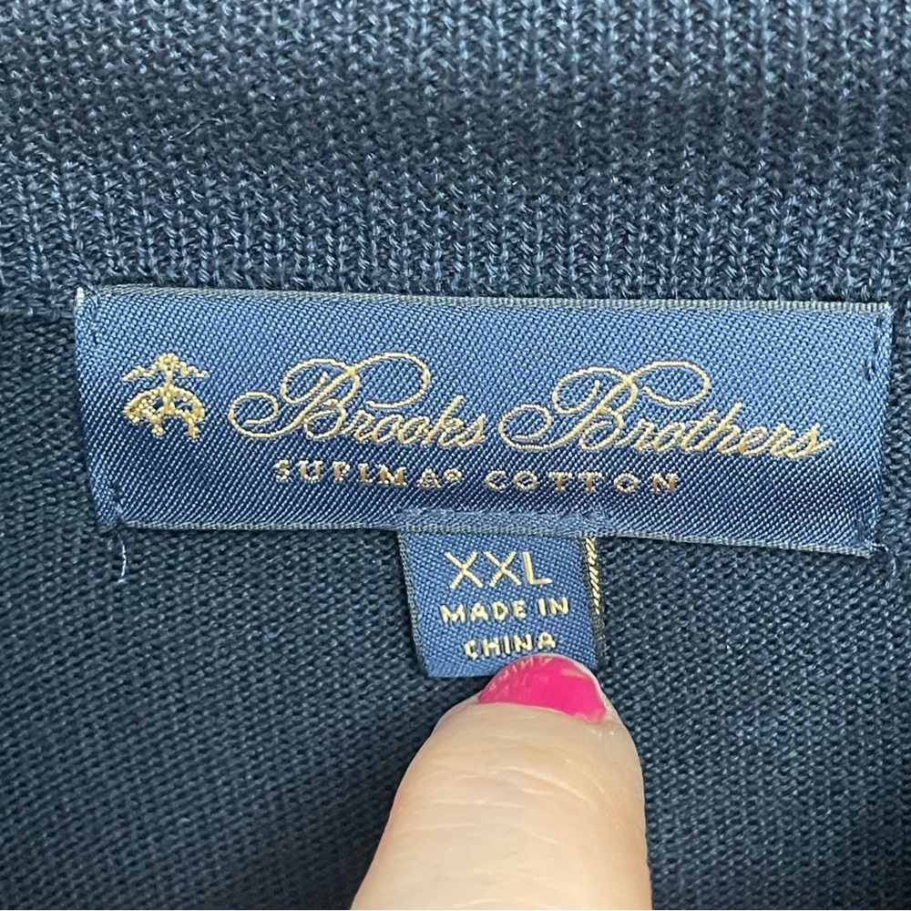 Brooks Brothers men’s large Supima Cotton quarter zip pullover navy dark blue - Picture 2 of 10
